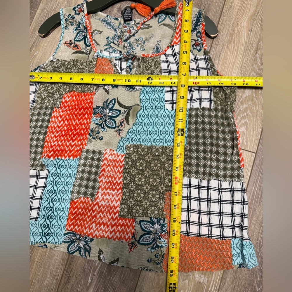 Sacred Threads Patchwork Blouse - Orange, Blue, G… - image 3